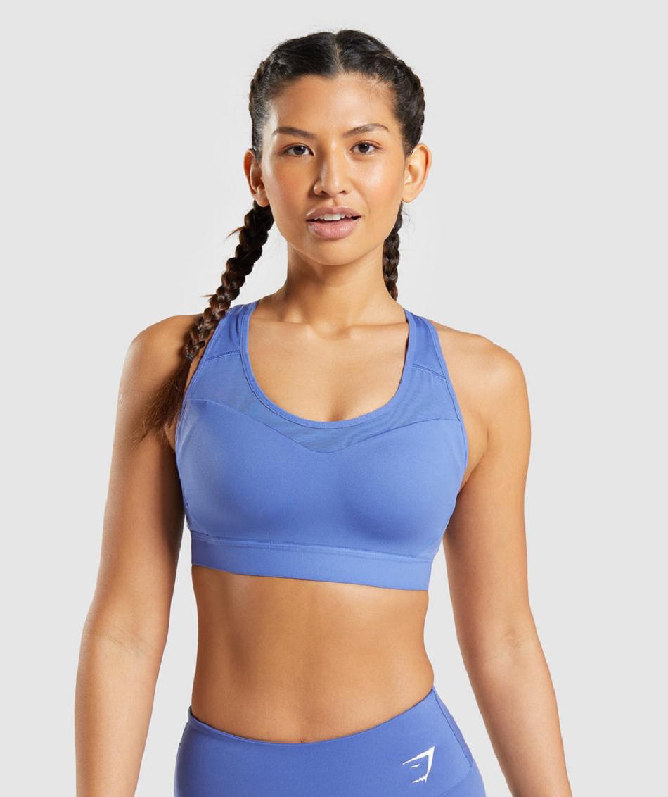 Staniki Sportowe Damskie Gymshark Open Back Niebieskie | PL 2872EBC